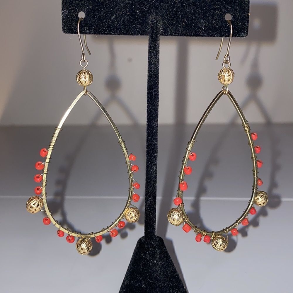 Boho Dangle Teardrop Hoop Earrings - Picture 5 of 5
